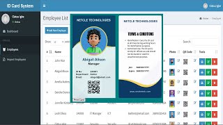 Printable Employee ID Card Generating System with QR Code in PHP MySQL [upl. by Riba]