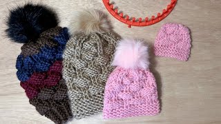 How to LOOM Knit a Hat The Textured Ribbon Stitch aka The Brickwall [upl. by Hbahsur]