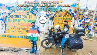 finally reached I did it🥹 worlds highest motorable road khardungla ladakh 2024 [upl. by Thorner]