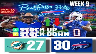 Bills Squeak by Dolphins 3027  Stock Up Stock Down Week 9 [upl. by Eytteb]