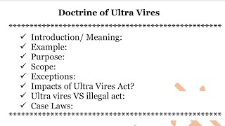 Doctrine of Ultra Vires  Doctrine of Ultra Vires in Company Law  Companies Act 2013 [upl. by Justino]