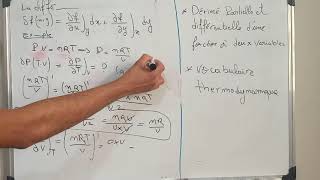 cours thermodynamique dérivées partielles et Forme différentielle et différentielle totale exacte [upl. by Bubb]