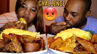 Pounded Yam And Ogbono Soup Eating CHALLENGE  NIGERIAN FOOD EATING COMPETITION  Challenge [upl. by Yror]