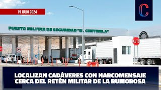 Localizan cadáveres con narcomensaje cerca del retén militar de La Rumorosa [upl. by Wilow]