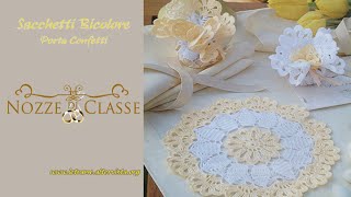 Tutorial Bomboniere all uncinetto  Sacchetti bicolorebags bicolor crochet 22 [upl. by Nwahser119]