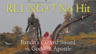 Elden Ring Bandits Curved Sword vs Godskin Apostle RL1 NG7 No Hit 2K Boss Fight Gameplay [upl. by Orelu]