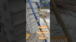 Plywood shuttering vs Mivan aluminium formwork vs plastic formwork system formworkplasticformwork [upl. by Elbys]