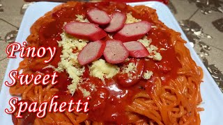 FILIPINO STYLE SWEET SPAGHETTI  PINOY SPAGHETTI ALA JOLLIBEE EASY RECIPE  YUMMY CREAMY SPAGHETTI [upl. by Helman336]