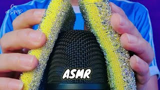 ASMR  Mic Scratching With Steel Wire Yellow Sponge Cloth [upl. by Ellenor41]