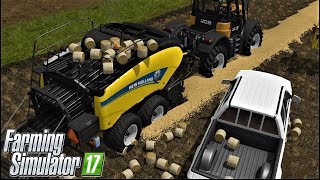 Farming Simulator 17 VERY VERY VERY SMALL ROUND BALING IN GOLDCREST VALLEY [upl. by Aicert]