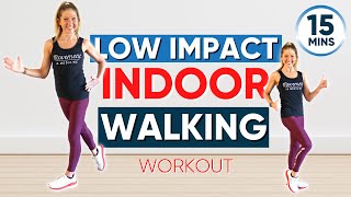 Low impact indoor walking workout 15 minute ONE MILE CHALLENGE [upl. by Yeblehs]