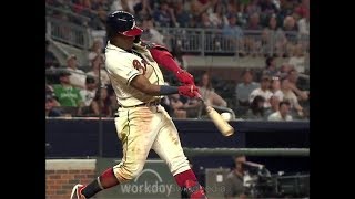 Ronald Acuna Jr Home Run Swing Slow Motion 2019224 [upl. by Nolram]