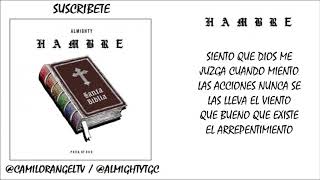 HAMBRE LETRA  ALMIGHTY [upl. by Soilisav]