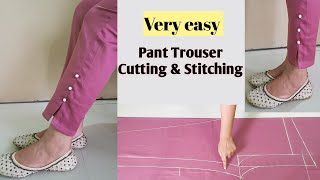 Very Easy Pant Trouser Cutting and StitchingPalazzo Pant Cutting and StitchingFor Beginners [upl. by Olag395]