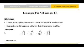 21 Théorie des Langages et CompilationPassage dun Automate à Etats Finis en Expression Régulière [upl. by Verbenia195]