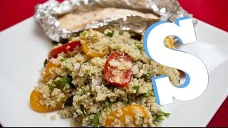 Quinoa Salad with Baked Salmon Recipe  SORTED [upl. by Eadas]