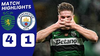 Sporting vs Man City 41 HIGHLIGHTS  Viktor Gyokeres Goal vs Man City Amorim vs Pep [upl. by Alina]