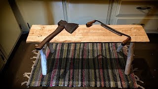 Hand Hewn Bench Table  Junk Projects Collaboration [upl. by Woll]