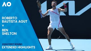 Roberto Bautista Agut v Ben Shelton Extended Highlights  Australian Open 2024 First Round [upl. by Elleined]