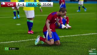 pés 2021 simulação Chile vs Brasil jogando videogame 🎮🕹️🕹️🔝🎮 [upl. by Danell514]