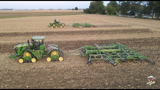 Two John Deere 9620RX Tractors pulling 2730 Disk Rippers [upl. by Meris640]