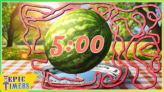 5 Minute Timer with Music and fun Watermelon timer bomb [upl. by Notniw551]