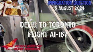 Delhi to Toronto flight Ai187 14 hours flight view with meal details  2 seats [upl. by Pippas663]