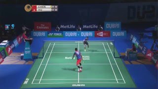 Dubai World Superseries Finals 2015  Badminton Day 2 M5MS Grp A  Chen Long vs Hu Yun [upl. by Franky]