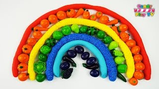 Rainbow With Play Doh Fruits and Vegetables  Learn Colours with Play Doh Foam fruits and vegetables [upl. by Miyasawa298]