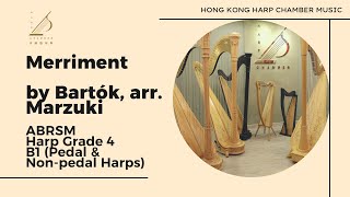 Merriment by Bartók arr Marzuki ABRSM Harp Grade 4 B1 Pedal and Nonpedal harps [upl. by Hui]