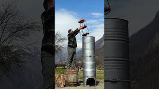 Super Tasty Method of Cooking Lamb in Barrels by Chef Tavakkula in the Wild  Evening with Children [upl. by Bakerman375]