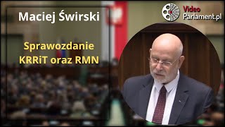 Maciej Świrski  Sprawozdanie KRRiT oraz RMN [upl. by Primrose]