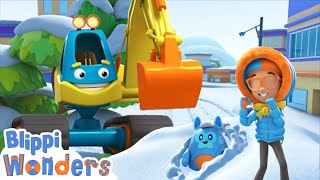 Blippis Snowy EXCAVATOR Song  Blippi Wonders Educational Cartoons [upl. by Devinne851]