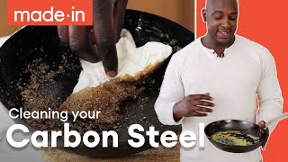 How To Properly Clean Carbon Steel Pans  Made In Cookware [upl. by Mccandless238]