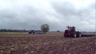 Versatile 375 and Ford Versatile 9680 Tractors pulling Landoll discs in Southern Indiana [upl. by Akierdna284]