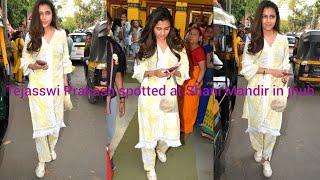 Tejasswi Prakash spotted at Shani Mandir in jhuh [upl. by Zurciram]