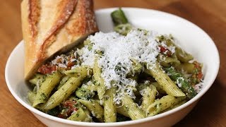 Pesto Asparagus amp SunDried Tomato Pasta [upl. by Ehcnalb]