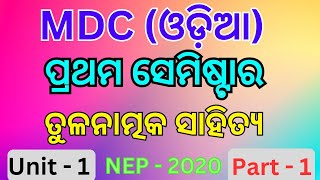 tulanatmaka sahitya ତୁଳନାତ୍ମକ ସାହିତ୍ୟ  3 1st Semester Mdc Odia  unit  1  part  1 NEP  2020 [upl. by Yetnruoc]