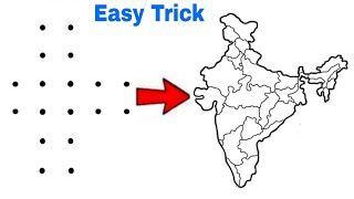 India 🇮🇳 map easy trick  How to draw India map With Dots  India map drawing  map of india [upl. by Tiffi200]