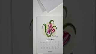 diy watercolor calendar with monthly flowers art easy painting [upl. by Demmahom]