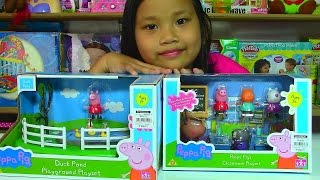 Peppa Pig Duck Pond Playground Playset Peppa Pigs Classroom Playset [upl. by Eidnar]