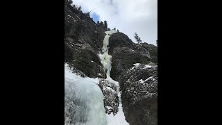 First Person Ice Climbing quotChampagne Sherbertquot WI4 Hyalite Canyon MT [upl. by Eekram]