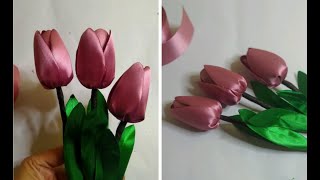 How to make tulip satin ribbon  DIY [upl. by Nnyloj]