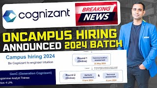 🔥Cognizant onCampus Hiring Announced  Date 24May 28May  breaking news🔥 [upl. by Ludovico]