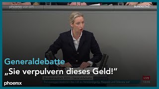 Alice Weidel zur Generaldebatte zum Bundeshaushalt 2024 am 310124 [upl. by Cecil]