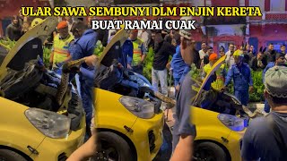 SERAM‼️RAMAI CUAK TENGOK ULAR SAWA PANJANG SEMBUNYI DALAM ENJIN KERETA MYVI [upl. by Lubet]