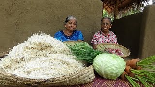 Veg Noodles Recipe ❤ Chilli Garlic Hakka Noodles prepared by Grandma and Mom  Village Life [upl. by Elsworth]