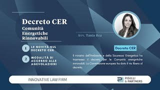 CER Decreto MASE per le Comunità Energetiche Rinnovabili  Focus Legale [upl. by Enywtna543]