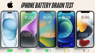 iOS 1751 iPhone 15 vs 14 vs 13 vs 12 vs11 Battery Drain Test [upl. by Annaeiluj]