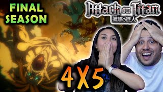 quotDeclaration of warquot  ATTACK ON TITAN 進撃の巨人  4 x 5 64 REACTION  THE FINAL SEASON [upl. by Ahsinnod]